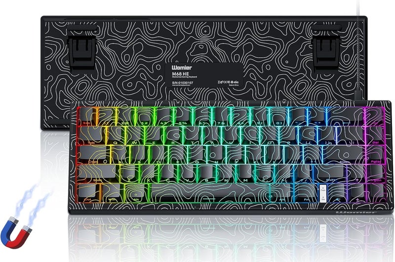 Womier M68 HE V2 Rapid Trigger Keyboard 60% Percent, Hall Effect Topographic Gaming Keyboard, Wired RGB Custom Mechanical Key Board with Magnetic Switch, PBT Keycaps for Mac/Win (Black) - Image 1
